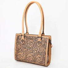 Load image into Gallery viewer, Western Hand Tooled Leather Purse, Western Tote Bag, Cowhide Purse, Genuine Leather Purse, Western Leather Shoulder Tote Bag, Handmade Bag
