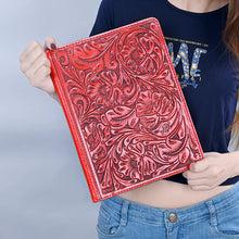 Load image into Gallery viewer, Hand Tooled Leather Portfolio, Leather Padfolio, Leather Legal Pad Portfolio, Leather Legal Pad Notebook, Tooled Leather Portfolio Envelope
