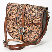 Load image into Gallery viewer, Western Purse, Leather Sunflower Purse, Western Leather Purse, Cowhide Purse, Hand Tooled Leather Purse, Cowhide Leather Crossbody Purse
