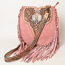 Load image into Gallery viewer, Western Leather Crossbody Purse, Suede Leather Handbag, Western Tote Bag, Conceal Carry Purse, Genuine Cowhide handbag, leather Fringe Purse
