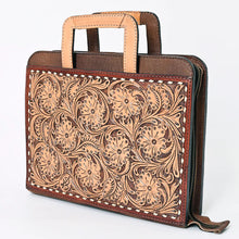 Load image into Gallery viewer, Hand Tooled Leather Briefcase, Western Tote Bag, Hand Tooled Leather Work Bag, Hand Tooled Leather Portfolio, Leather Briefcase Organizer

