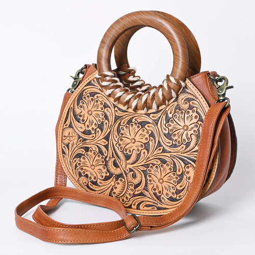 Western Hand Tooled Leather Purse, Western Tote Bag, Genuine Cowhide Leather Purse, Western Leather Crossbody Purse,