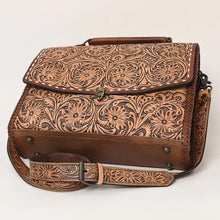 Load image into Gallery viewer, Western Purse, Western Tote Bag, Hand Tooled Leather Purse, Leather Briefcase, Laptop Bag, Hand Tooled Leather Work Bag

