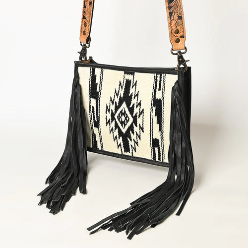 Western Hand Tooled Leather Purse, Leather Crossbody Purse, Saddle Blanket Purse, Western Crossbody Leather Fringe Purse