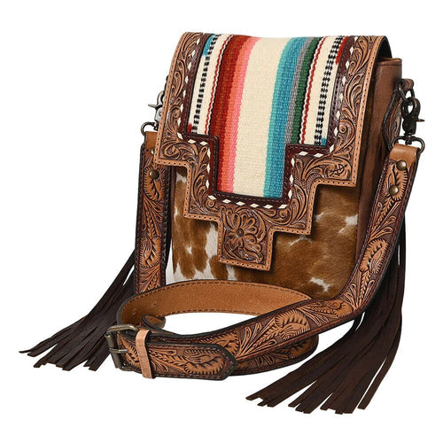 Western Purse, Cowhide Purse, Hand Tooled Leather Purse, Cowhide Purse, Concealed Carry Purse, Leather Fringe, Genuine Leather Fringe Purse