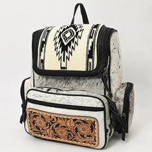 Load image into Gallery viewer, Leather Backpack Women, Handmade Leather Backpack, Cowhide Backpack, Western Diaper Bag Backpack, Western Purse, Hair On Cowhide Backpack
