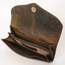 Load image into Gallery viewer, Western Hand Tooled Leather Wallet Purse, Leather Sunflower Wallet, Genuine Leather Bag, Genuine Cowhide Bag, Western Purse, Luxury Wallet
