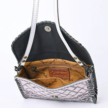 Load image into Gallery viewer, Western Hand Tooled Leather Purse, Leather Crossbody Purse, Cowhide Purse, Genuine Leather Purse, Western Crossbody Purse, Leather Fringe
