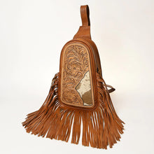 Load image into Gallery viewer, Leather Sling Bag Women, Leather Sling Backpack Purse, Leather Backpack, Western Purse, Hand Tooled Leather Sling Purse
