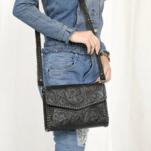 Load image into Gallery viewer, Hand Tooled Leather Crossbody Purse, Western Purse, Western Tote Bag, Conceal Carry Purse, Cowhide Leather Purse, Western Crossbody Purse
