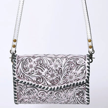 Load image into Gallery viewer, Western Hand Tooled Leather Purse, Leather Crossbody Purse, Cowhide Purse, Genuine Leather Purse, Western Crossbody Purse, Leather Fringe
