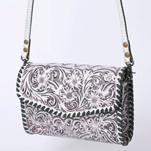 Load image into Gallery viewer, Western Hand Tooled Leather Purse, Leather Crossbody Purse, Cowhide Purse, Genuine Leather Purse, Western Crossbody Purse, Leather Fringe
