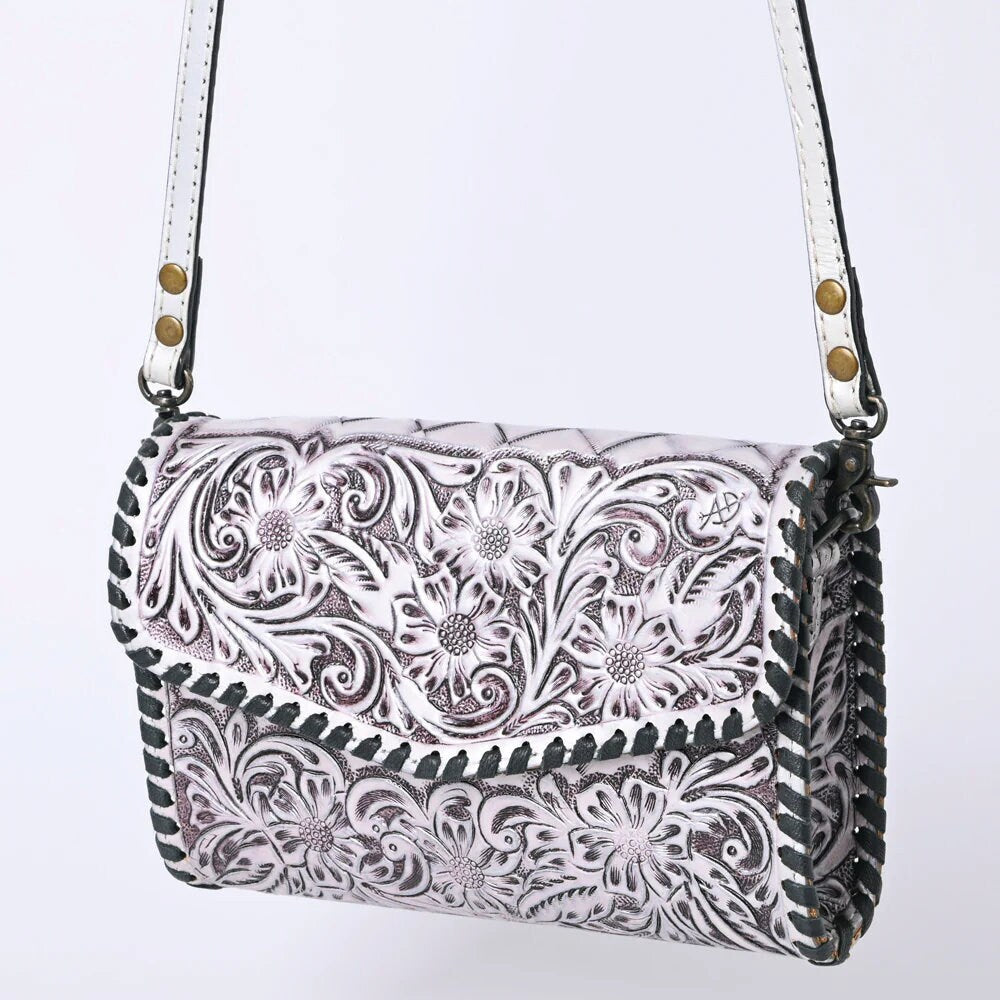 Western Hand Tooled Leather Purse, Leather Crossbody Purse, Cowhide Purse, Genuine Leather Purse, Western Crossbody Purse, Leather Fringe