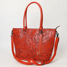 Load image into Gallery viewer, Hand Tooled Leather Purse, Conceal Carry Purse, Western Tote Bag, Genuine Cowhide Western Crossbody Purse, Red Leather Shoulder Bag

